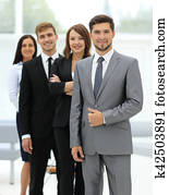 grupo de empresarios, en, lugar de trabajo