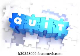 Quit - Text on Blue Puzzles.