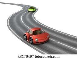 Road race green red cars Road race green red cars