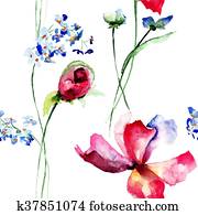 Seamless pattern with Beautiful flowers Seamless pattern with Beautiful flowers