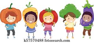 Stickman Kids Vegetable Costume Illustration Stickman Kids Vegetable Costume Illustration
