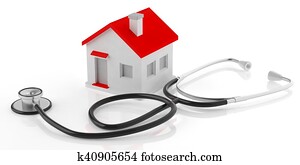 3d, vertolking, stethoscope, en, klein huis