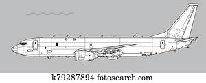 boeing, p-8, poseidon, mit, harpune, anti-ship, missiles., aufrei?en, vektor, zeichnung boeing, p-8, poseidon, mit, harpune, anti-ship, missiles., aufrei?en, vektor, zeichnung