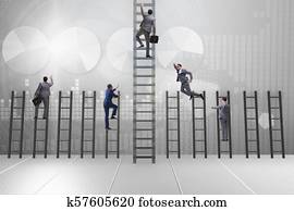 competición, concepto, con, hombre de negocios, paliza, competidores