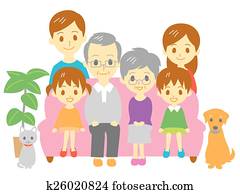 Family, sofa, three generation fami Family, sofa, three generation fami