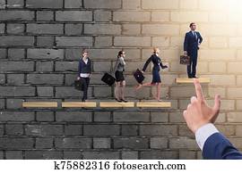 Gender discrimination concept with promotions