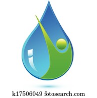 gota agua, y, sano, hombre, logotipo