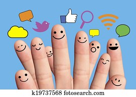 Happy finger smileys, social network Happy finger smileys, social network