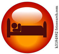 red icon of person lying down in bed
