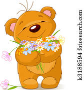 Teddy bear giving a bouquet Teddy bear giving a bouquet