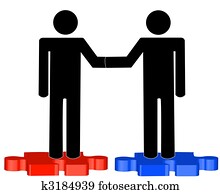 שני, גברים של עסק, לזעזע ידיים, ב, אדום כחול, בלבל חתיכות