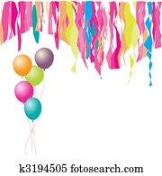 boldog, birthday!, léggömb, és, confetti., közzétesz, -e, szöveg, here.