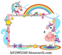 Cute unicorn with blank banner Cute unicorn with blank banner
