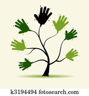 Hands tree illustration for your design