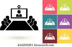 konferenz, vektor, symbol, oder, videokonferenz, symbol