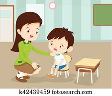 lärare, tröstande, henne, grät, student