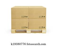 pallet with cardboard boxes