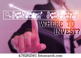 schreibende, merkzettel, ausstellung, wohin, investieren, question., geschaefts, foto, showcasing, fragen, über, wohin, stellen, geld, in, finanziell, schemas, oder, shares.