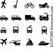 Transportation icons design elements Transportation icons design elements
