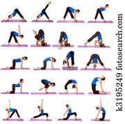 Woman in Yoga Positions