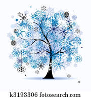 חורף, tree,, snowflakes., חג המולד, holiday.