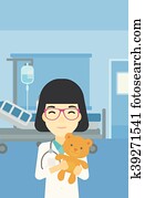 רופא ילדים, רופא, להחזיק, טדי, bear.