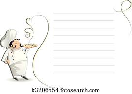Chef with note pad,menu