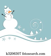 Happy snowman, christmas card Happy snowman, christmas card