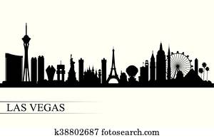 las vegas, horizonte cidade, silueta, fundo