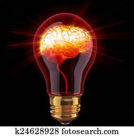 Light bulb with shining brain inside Light bulb with shining brain inside