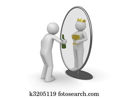 Narcissist - man with bottle king in mirror Narcissist - man with bottle king in mirror