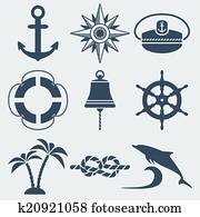 nautisch, marine, heiligenbilder, satz nautisch, marine, heiligenbilder, satz