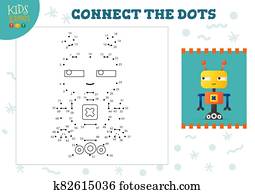 Connect the dots kids game vector illustration. Preschool children educational activity Connect the dots kids game vector illustration. Preschool children educational activity
