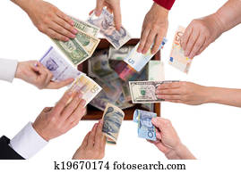 different currencies concept crowdfunding