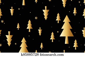 Gold Christmas trees minimal composition seamless pattern. Vector illustration Gold Christmas trees minimal composition seamless pattern. Vector illustration