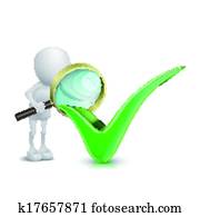 3D people with OK sign and Magnifying Glass 3D people with OK sign and Magnifying Glass