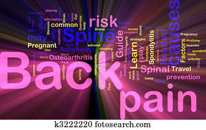 Back pain word cloud glowing Back pain word cloud glowing