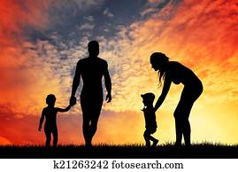 Happy family at sunset Happy family at sunset