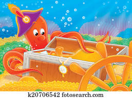 Octopus and treasure Octopus and treasure