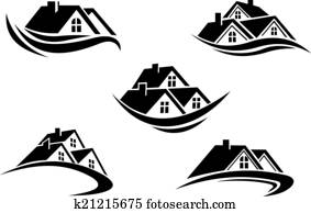 Set of silhouetted real estate icons Set of silhouetted real estate icons