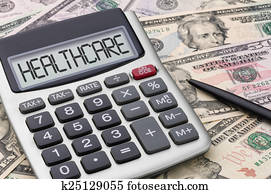 taschenrechner, mit, geld, -, healthcare