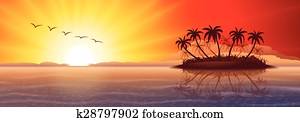 Tropical island at sunset Tropical island at sunset
