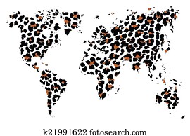 World map in animal print design World map in animal print design