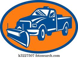 איקון, עם, שלג חורש, משאית של טנדר, בתוך, *ביצי