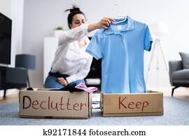 אישה, decluttering, clothes,, למין