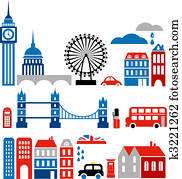 וקטור, דוגמה, של, לונדון, ציוני דרך