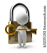 3d, קטן, אנשים, -, נעול והקלד