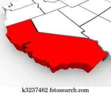 California Sate Map - 3d Illustration California Sate Map - 3d Illustration