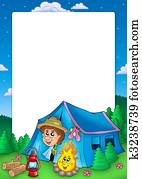 Frame with camping scout Frame with camping scout