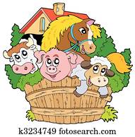 grupo, de, cultive animais